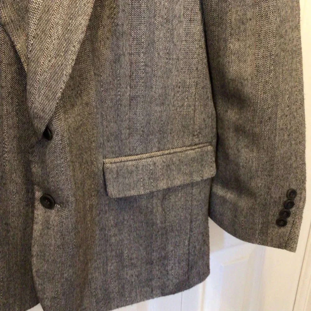 John Peel Ltd. Gray Herringbone Stripe Two Button Blazer Sports Jacket Size 44R